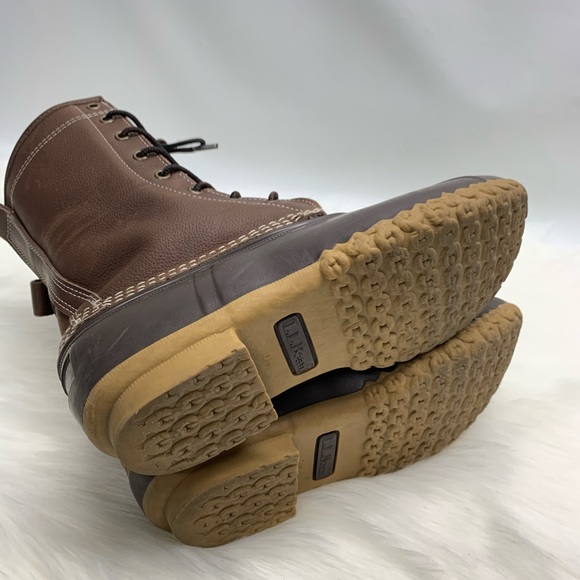 LL Bean Shearling Fur Lined Duck Boots Brown - Picture 5 of 8